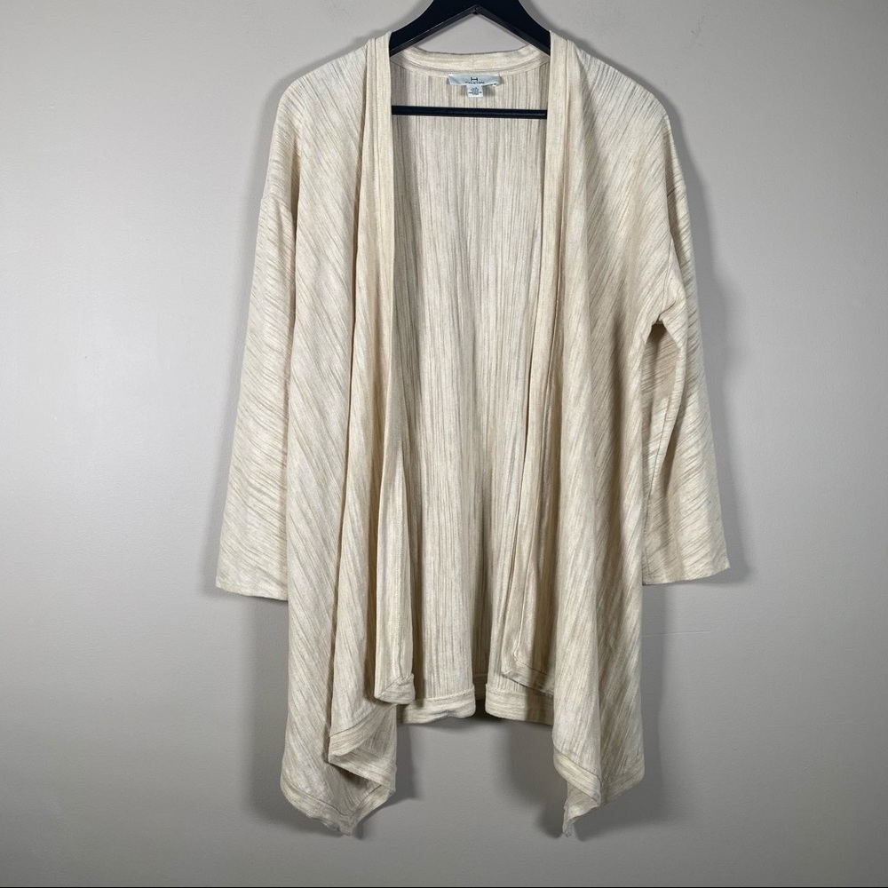 H by Halston Open Front Cascade Beige Cardigan L